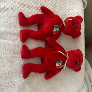 Ty Red Stuffed Bears with Flag